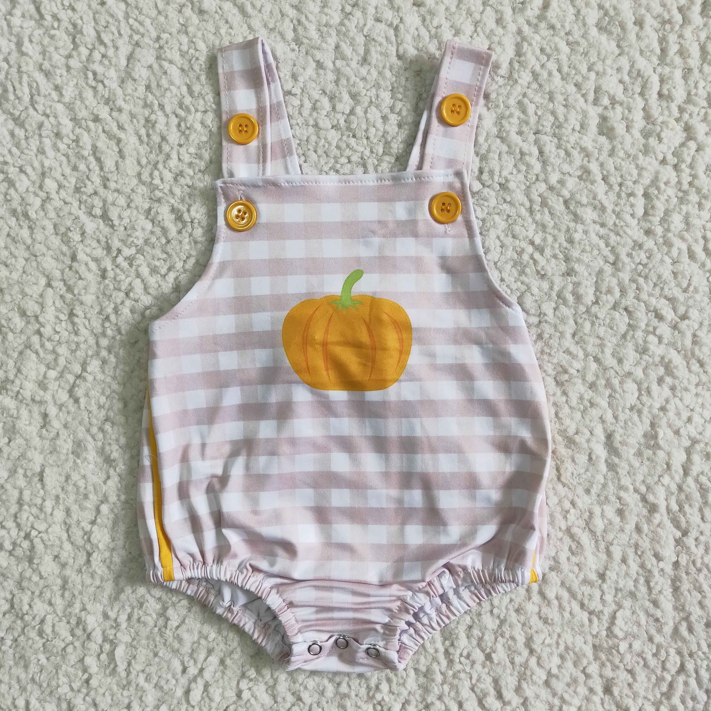 (Promotion)A7-17-1  Pumpkin Plaid Baby Boys Fall Romper