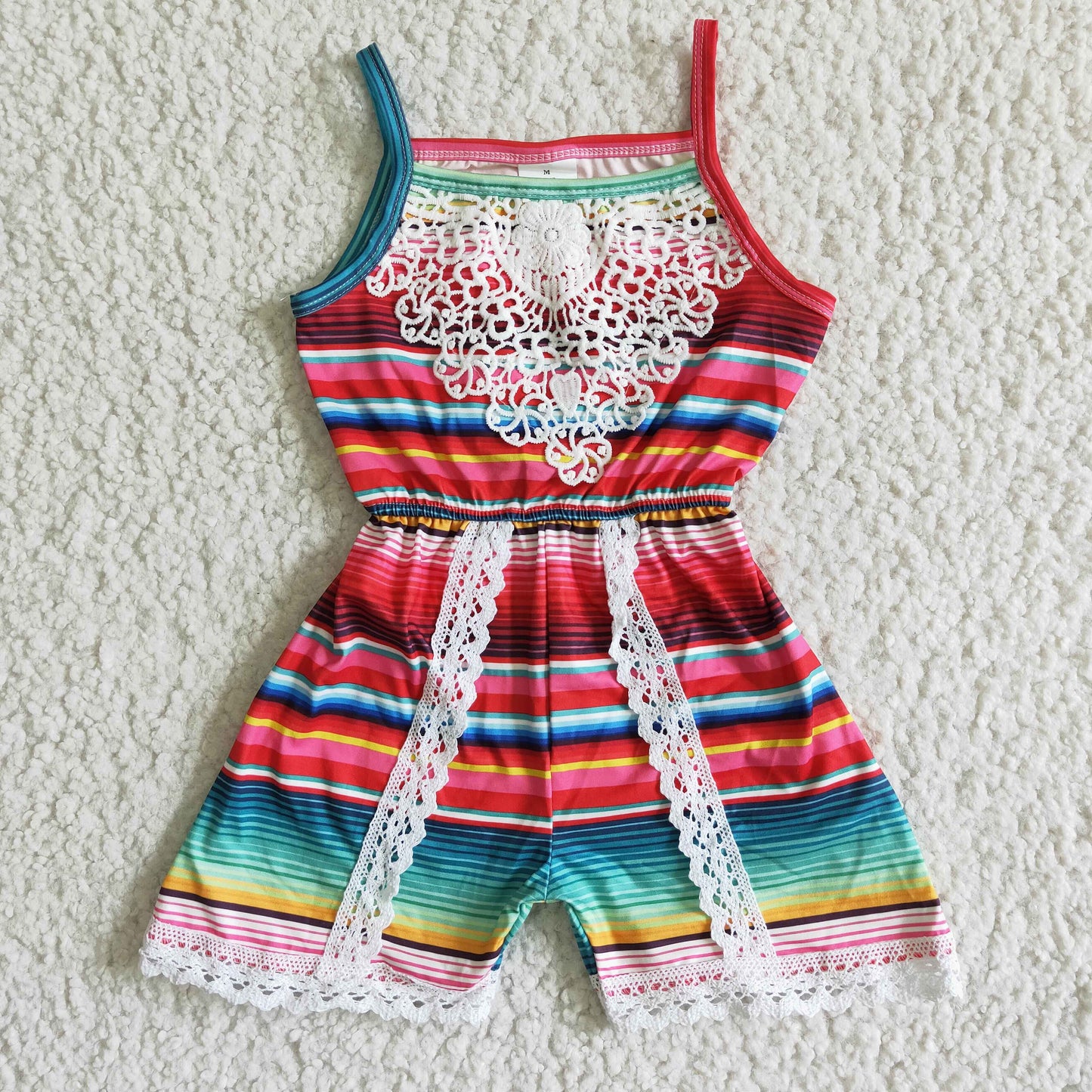 (Promotion)Stripes Western Sleeveless Girls Summer Jumpsuits A7-1