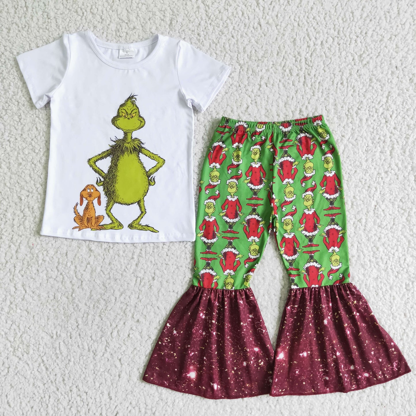 Short sleeve bell bottom pants Christmas outfits A8-5