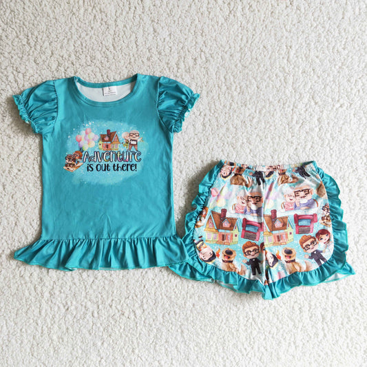 (Promotion) Short sleeve ruffles shorts summer outfits   B12-25