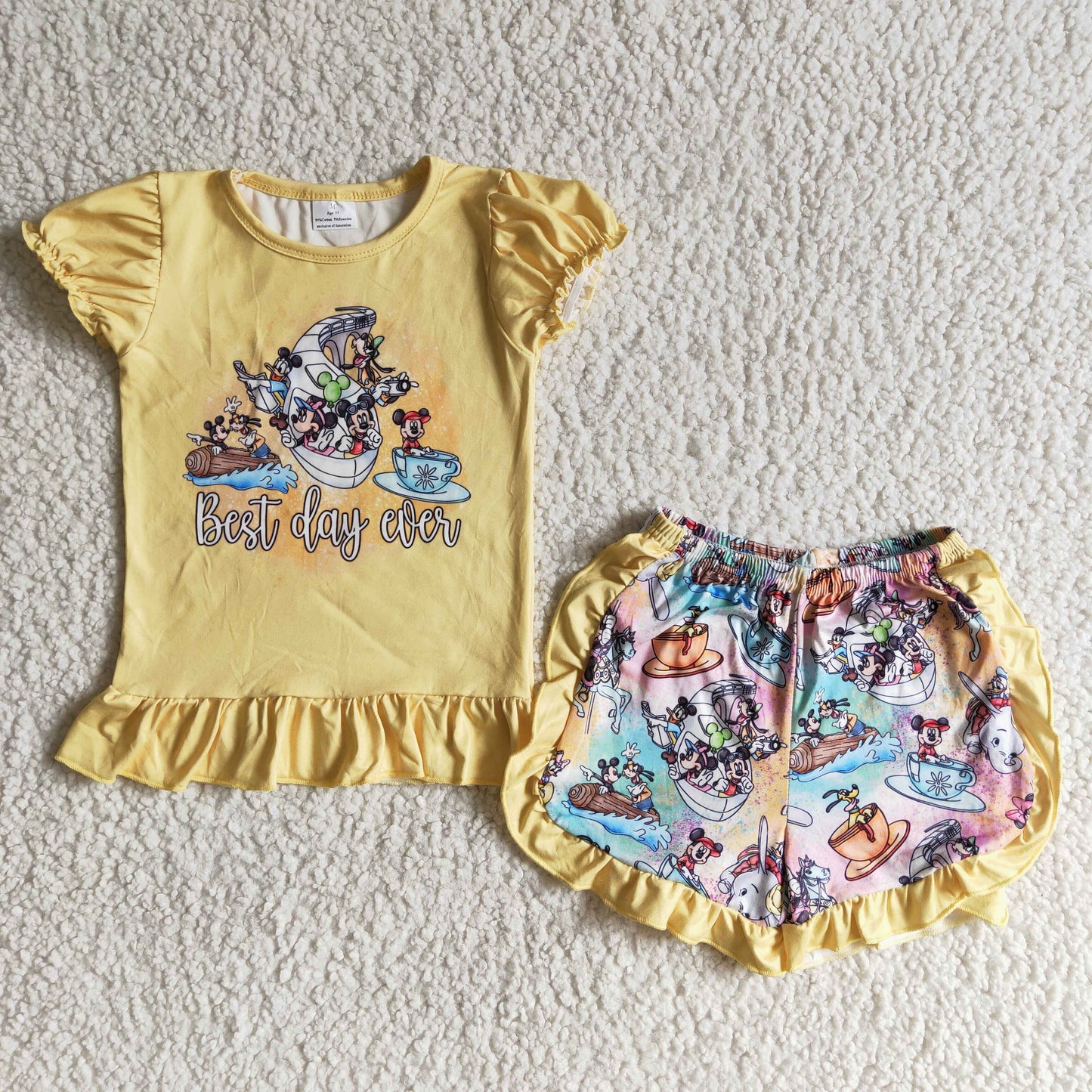 (Promotion)Short sleeve ruffles shorts summer outfits B13-25