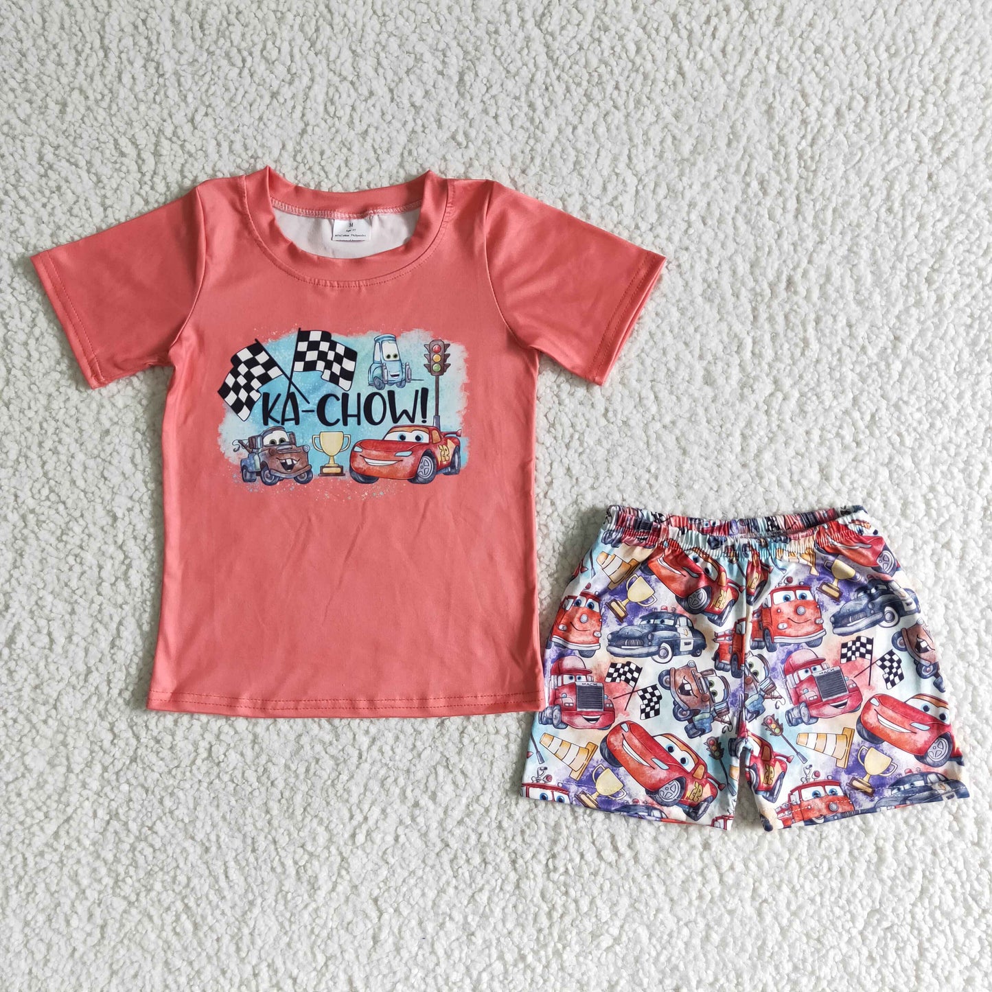 (Promotion)Boys short sleeved cartoon car summer outfits B15-25