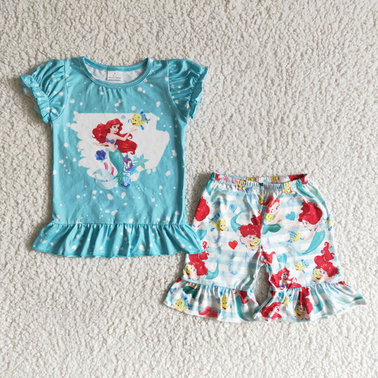 (Promotion)Short sleeve ruffles shorts summer outfits   B17-25