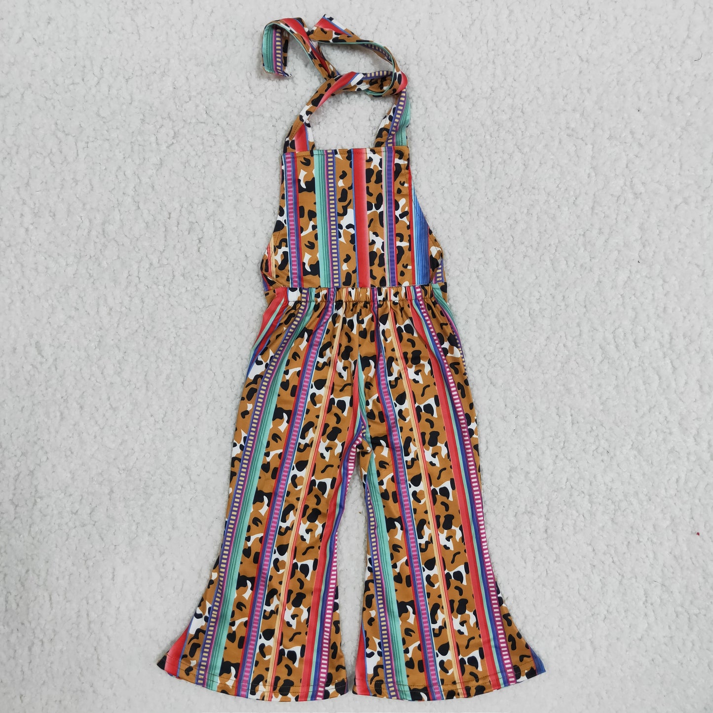 Girl Leopard Serape Sling Colorful Jumpsuit B6-24