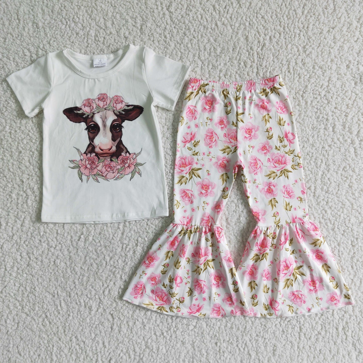 (Promotion)Short sleeve bell bottom pants outfits B7-11
