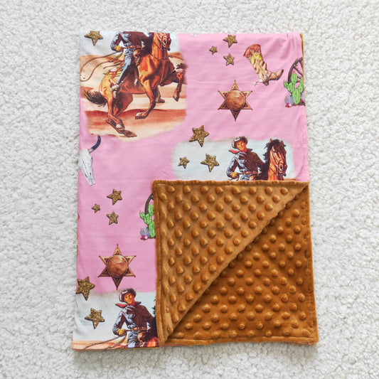 Girls pink western print blanket BL0035