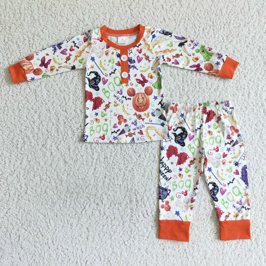 (Promotion)Cartoon Characters BOO Print Boy's Halloween Pajamas Outfits     BLP0046