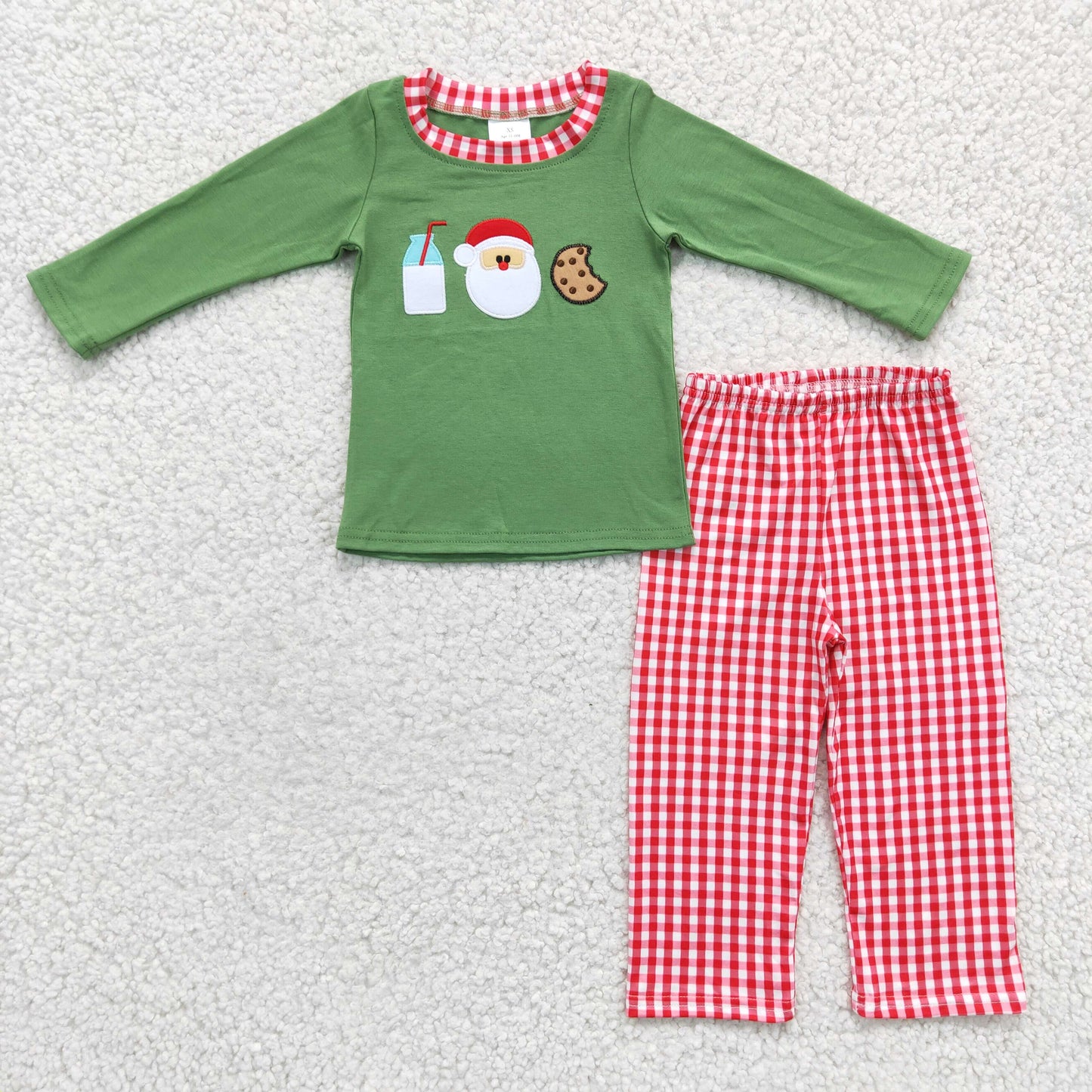 Milk Santa Cookie Embroidery Sibling Christmas Matching Clothes