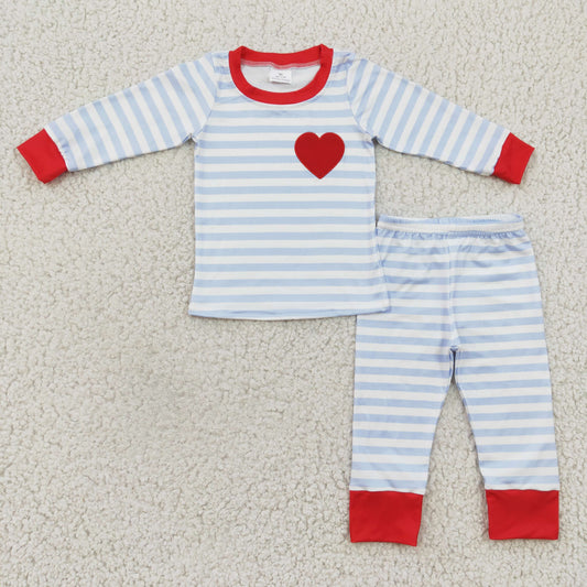 Boys stripes Valentine's Day pajama set   BLP0149