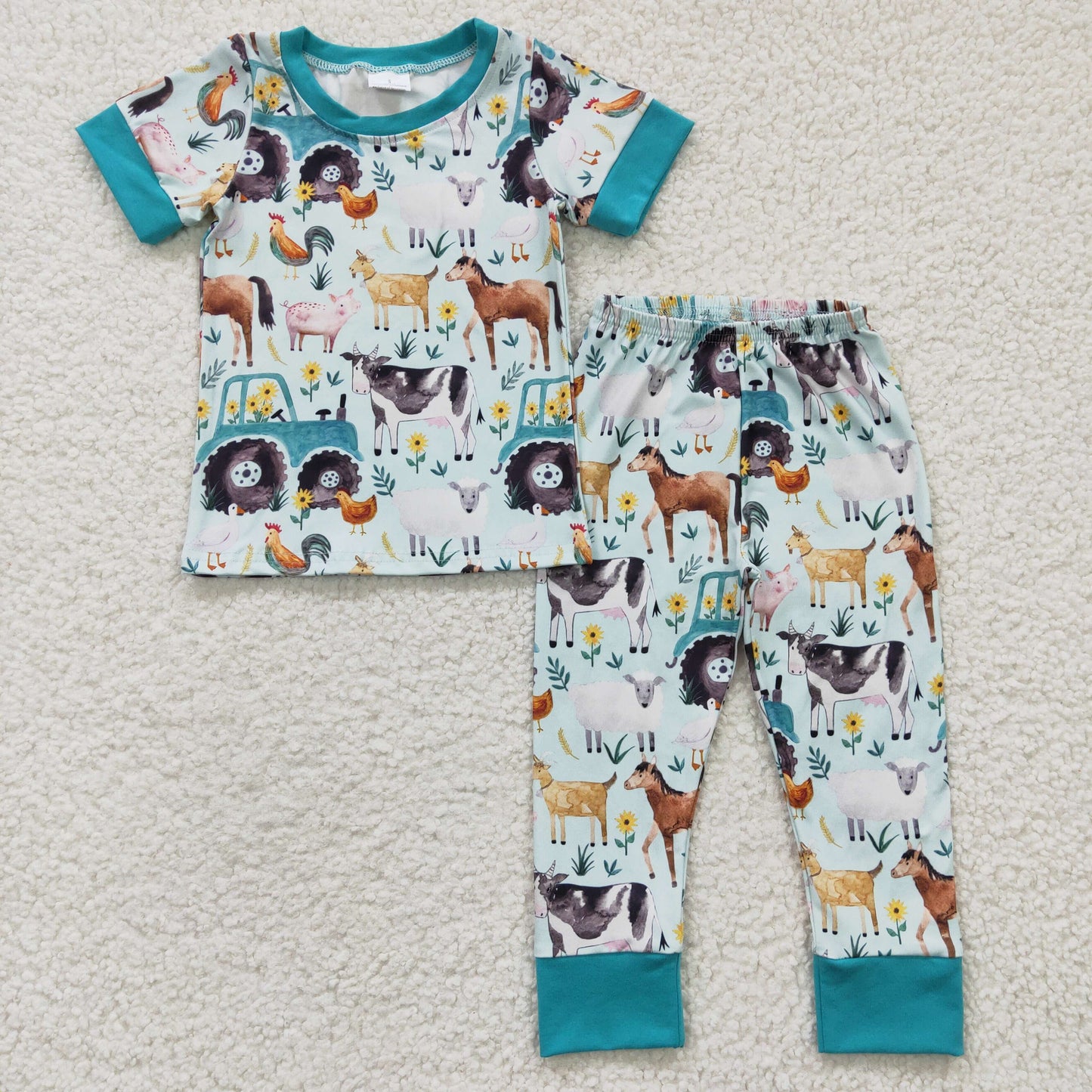 Boys farm print short sleeve pajama set BLP0150