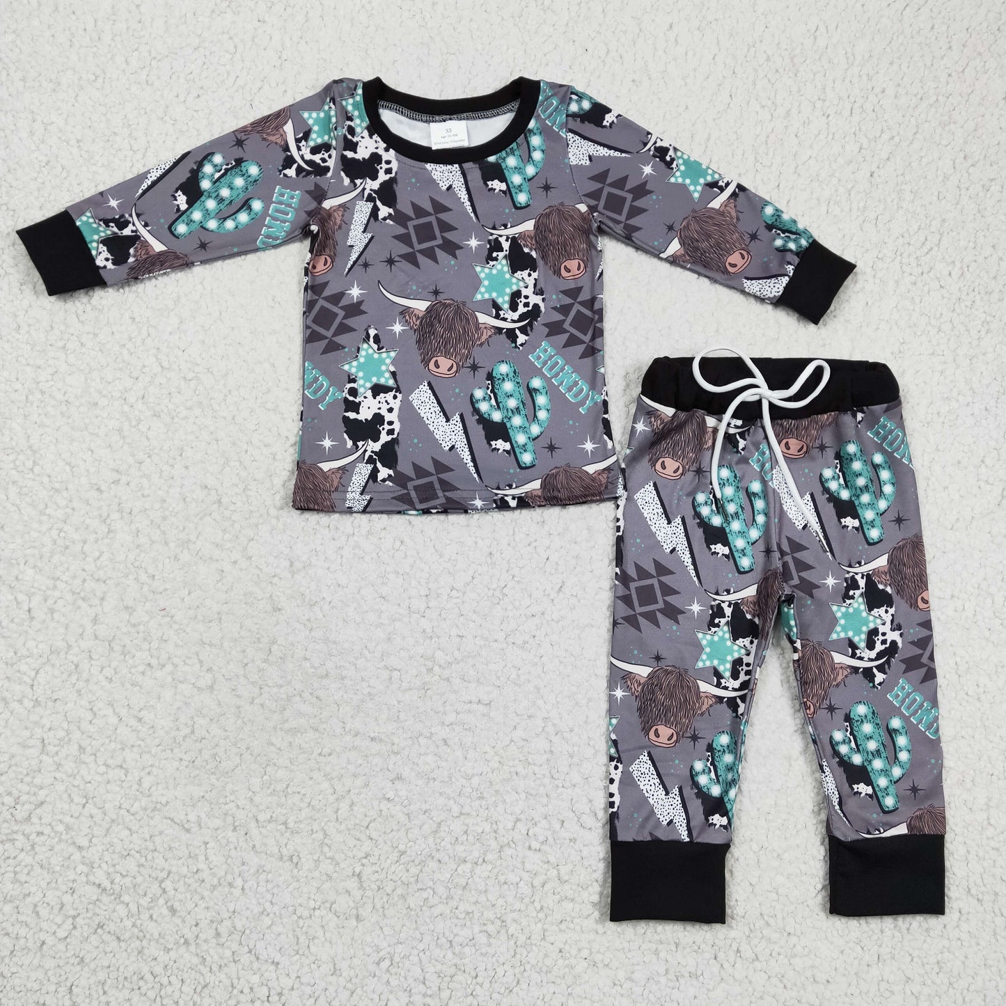 (Promotion)Boys cow print long sleeve western outfit BLP0154