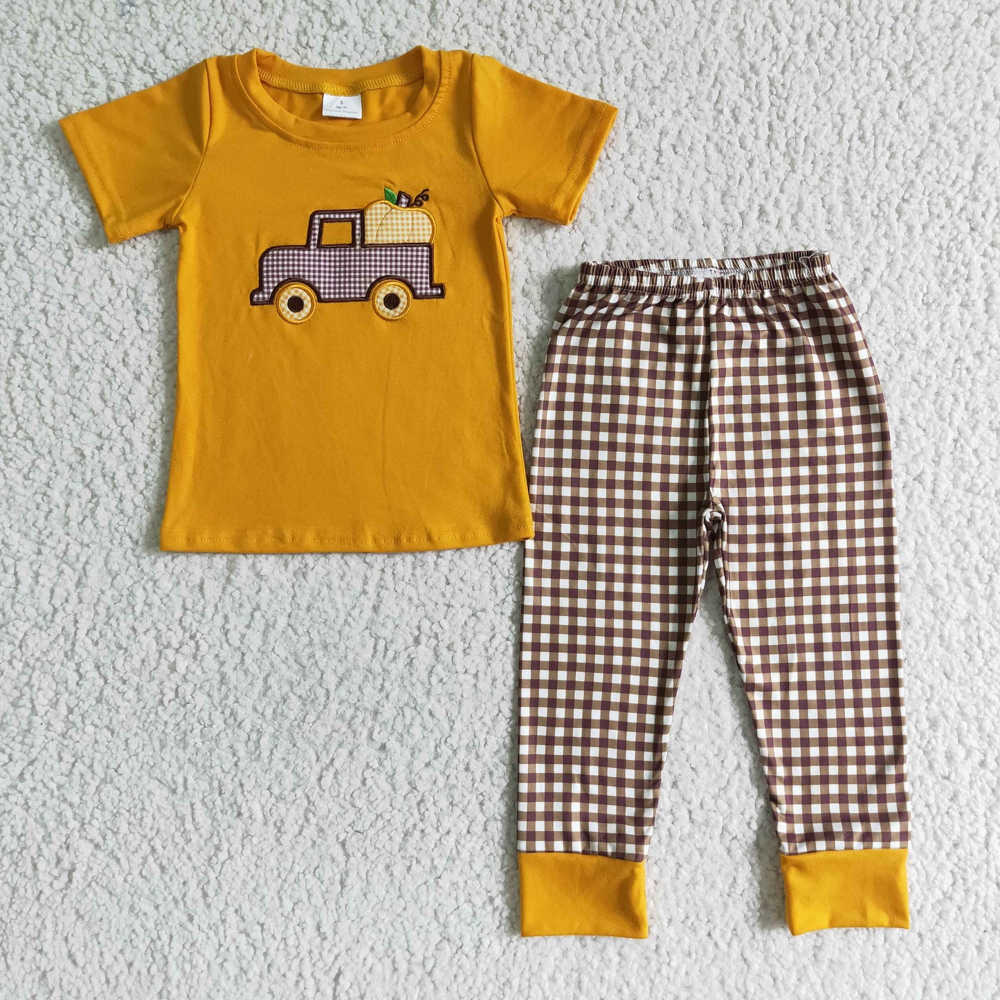 Boys fall pumpkin embroidery outfits BSPO0007