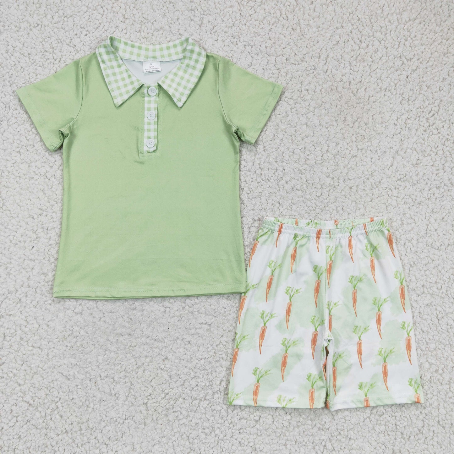 3 Colors Polo Top Shorts Boys Easter Clothes Set Brothers Wear