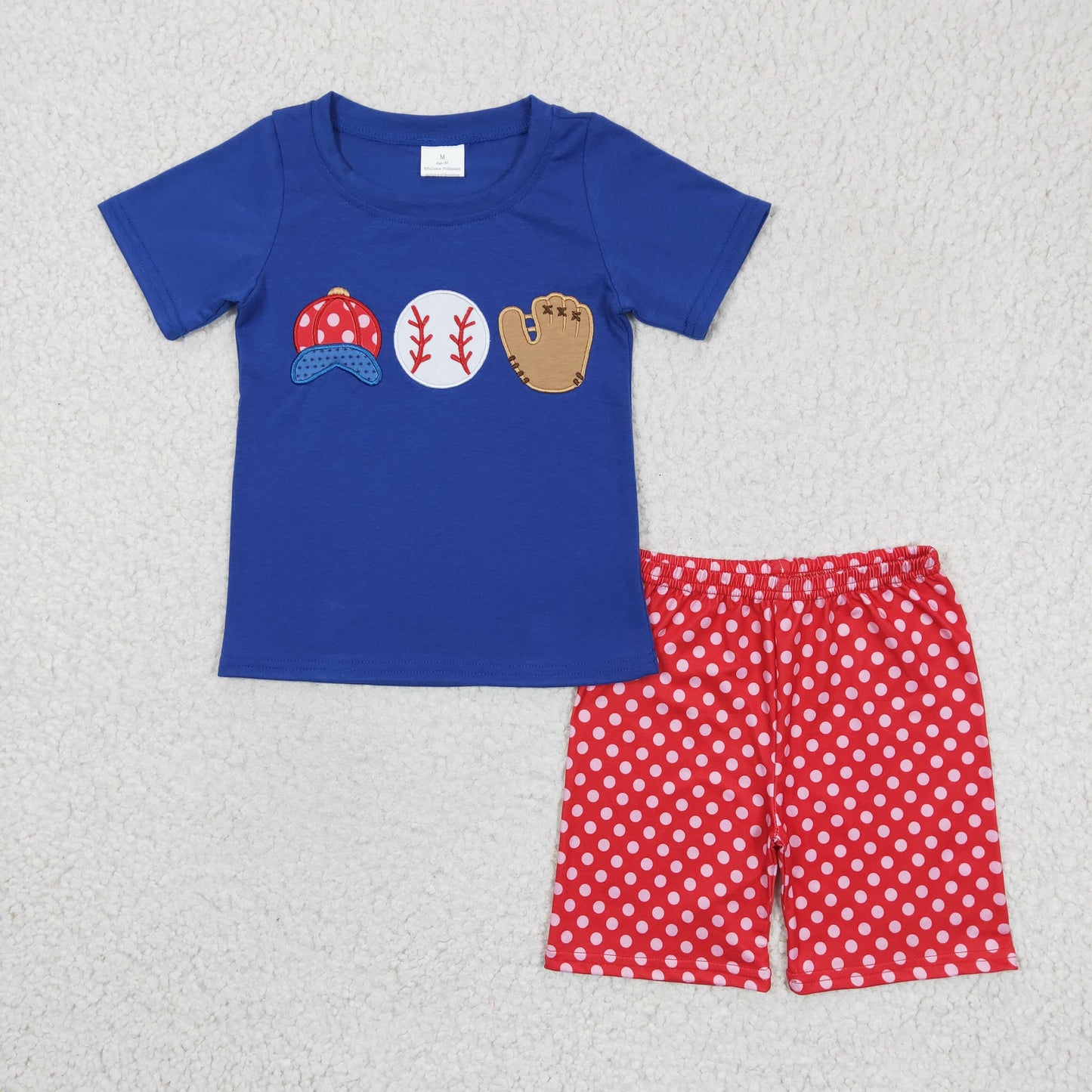 Boys baseball print summer embroidery outfits BSSO0098