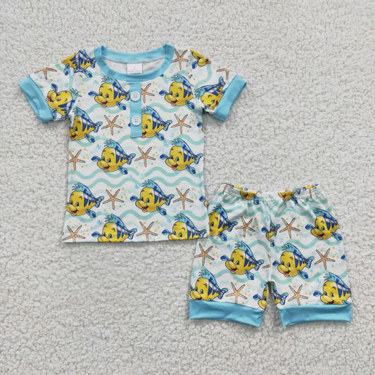 (Promotion)Boys CARTOON fish print summer pajamas BSSO0114