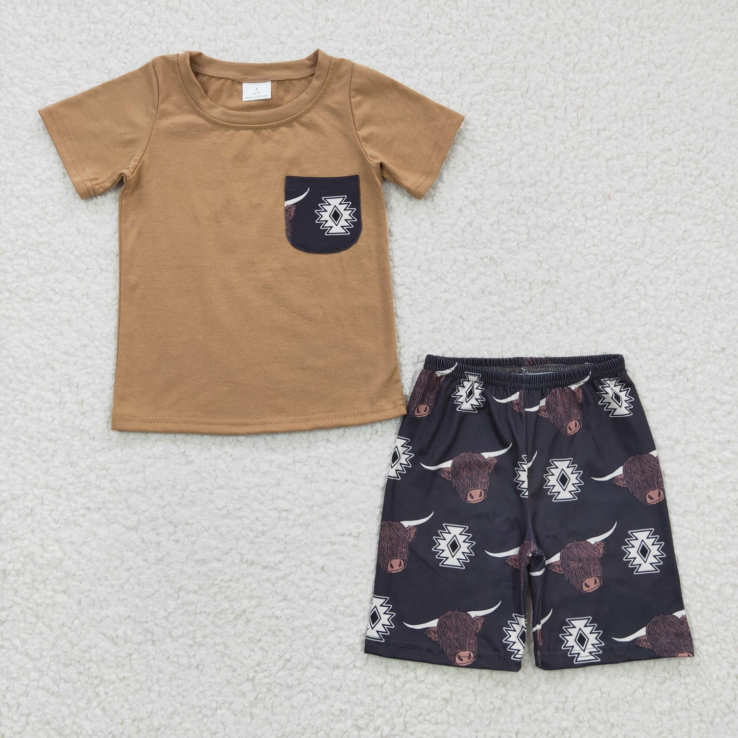 (Promotion)Boys Highland cow print summer outfits BSSO0148