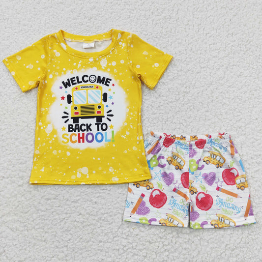 BSSO0252 Welcome back to school boys yellow outfits
