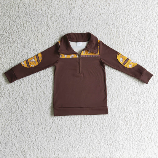 Boys western design zipper pullover      BT0088
