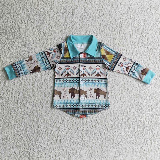Boys western design button shirts      BT0090