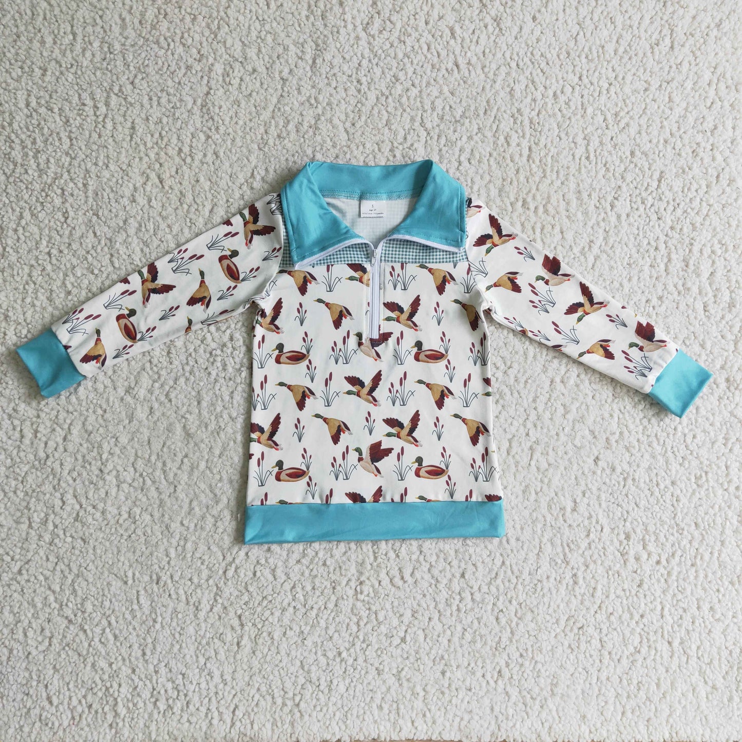 Boys mallard print zipper pullover BT0095