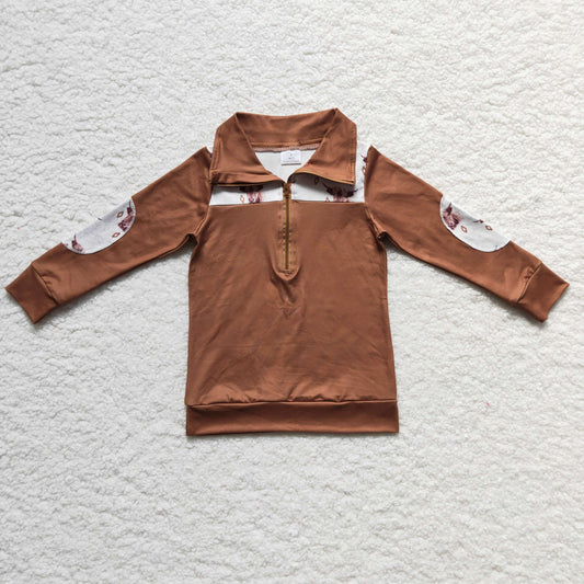 (Promotion)Boys cow print brown pullover top     BT0104