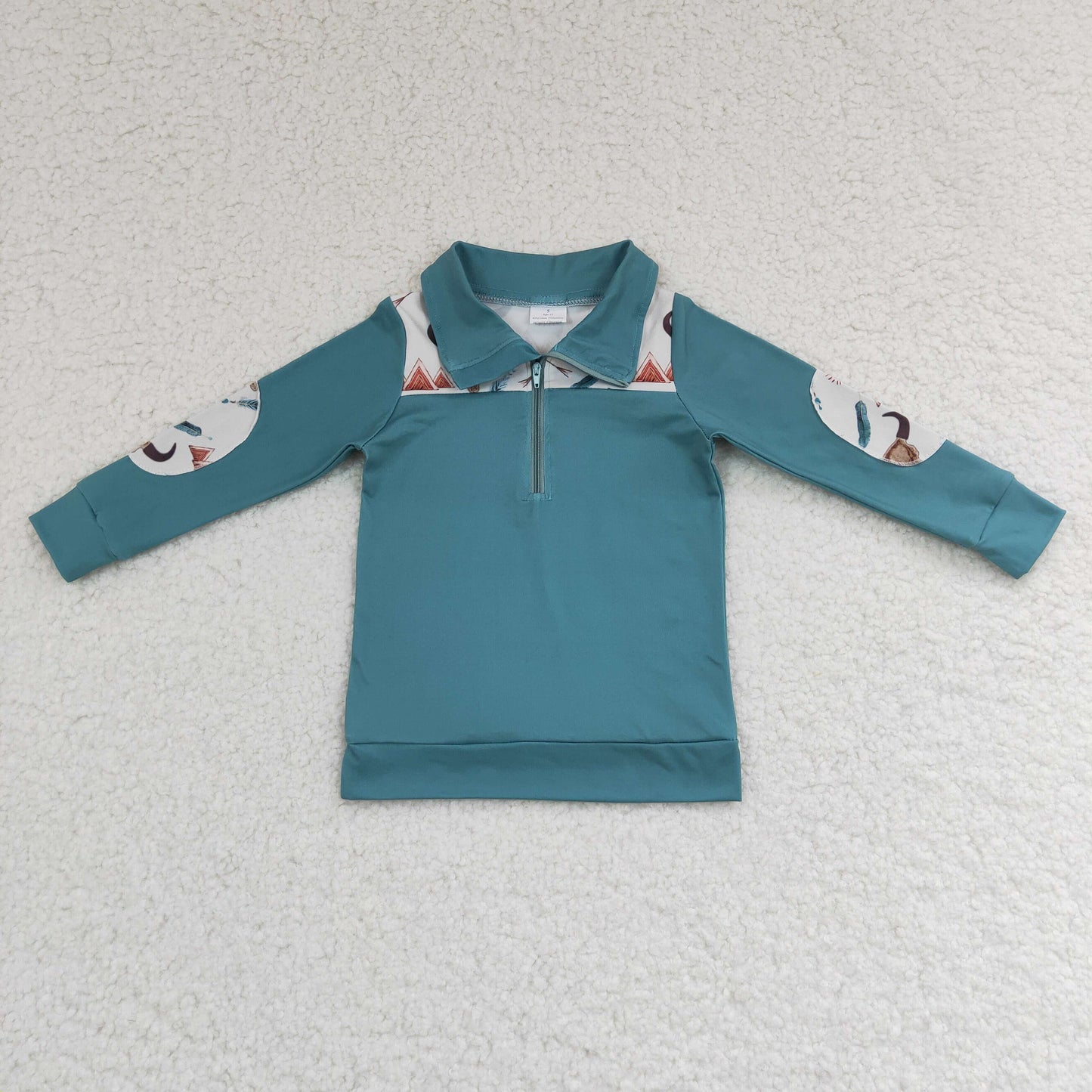 (Promotion)Boys cow print green pullover top BT0105