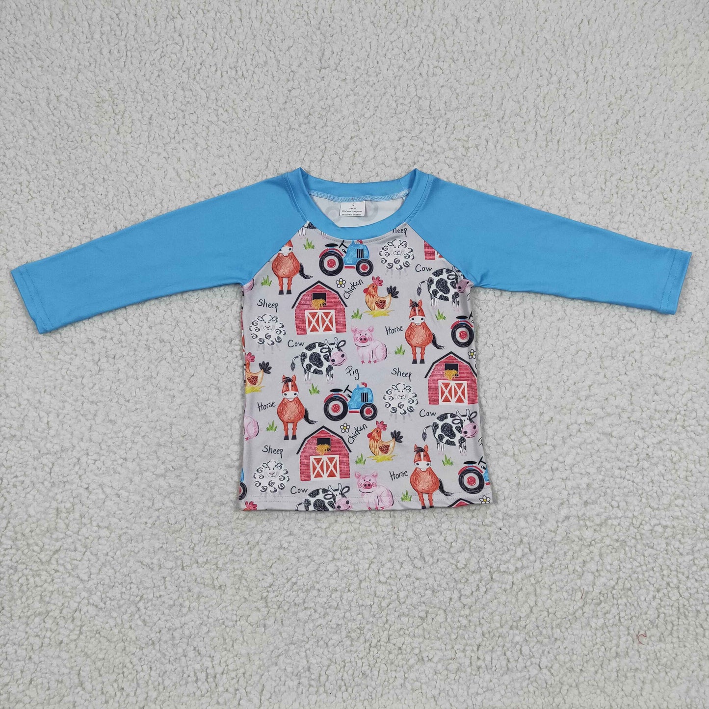 (Promotion)Boys farm print long sleeve top BT0110