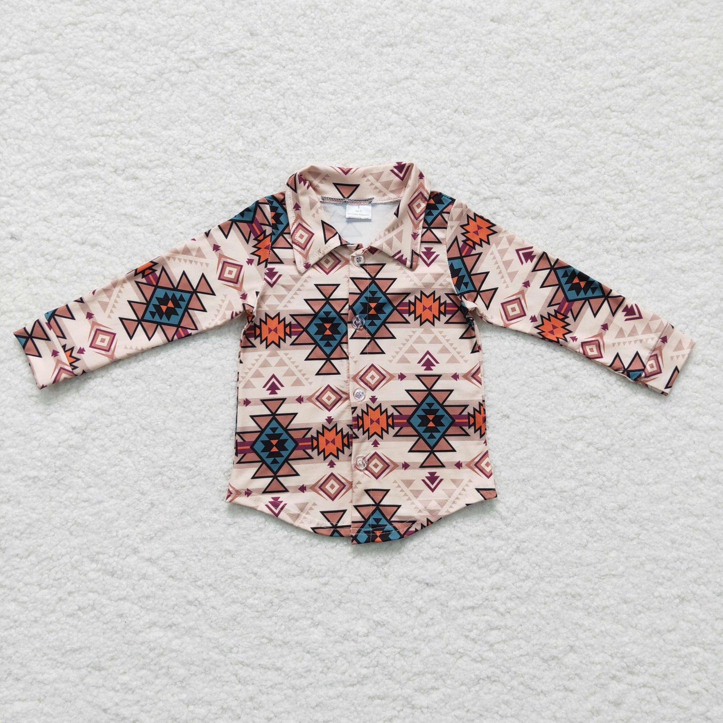 Boys long sleeve aztec print button up shirt BT0127