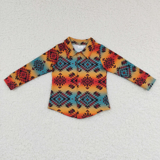 Boys long sleeve aztec print button up shirt  BT0129
