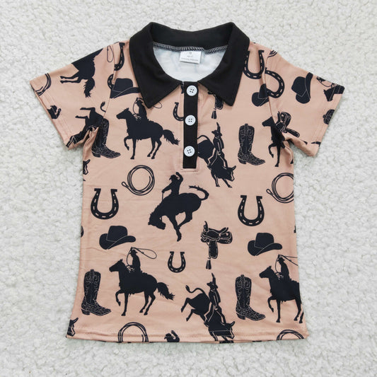 Boys short sleeve western cowboy polo shirt   BT0132