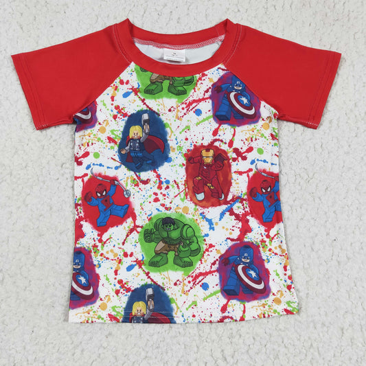 Boys cartoon hero print top   BT0139