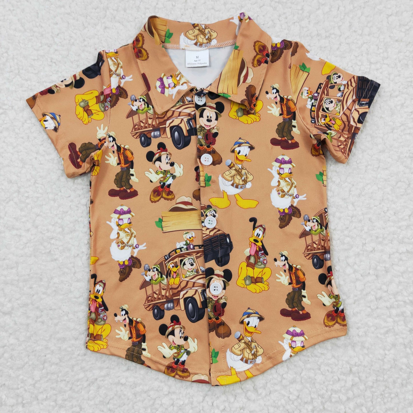 Boys cartoon tractor print button up shirts BT0155