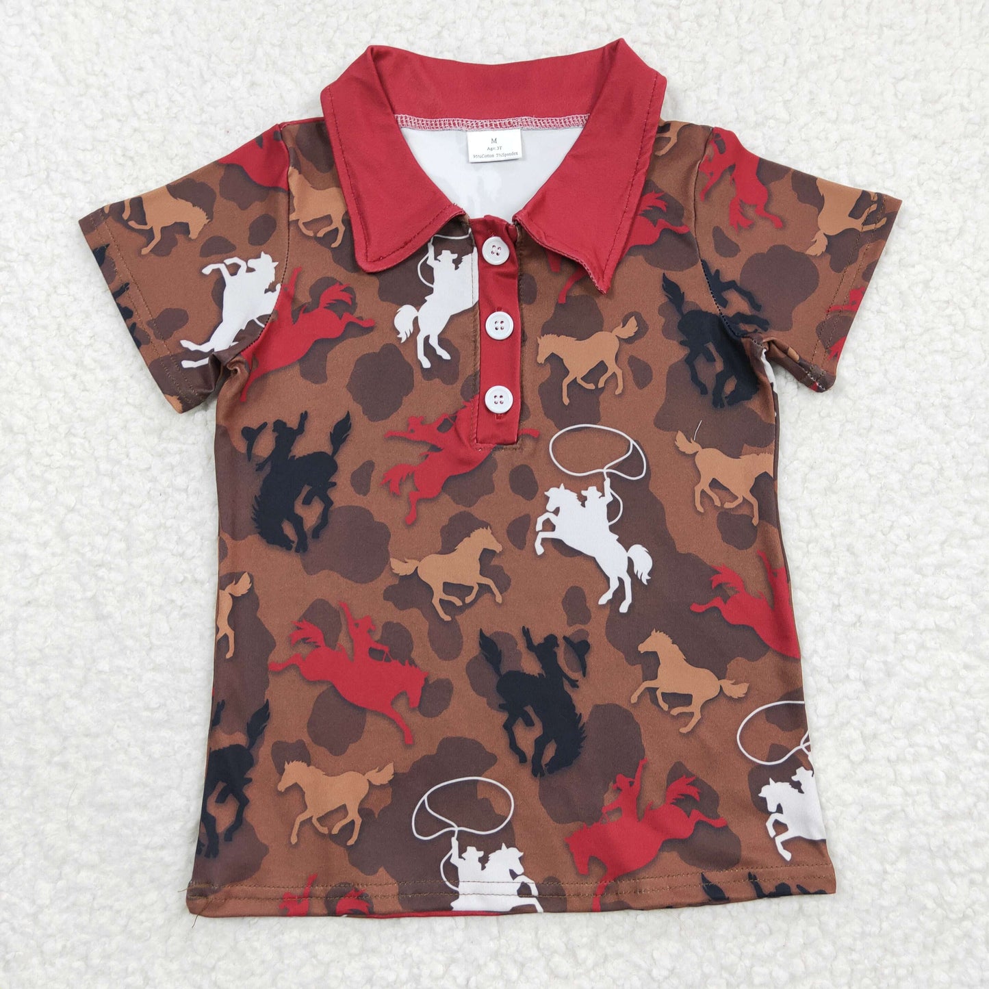 Boys western rodeo print polo shirts BT0162