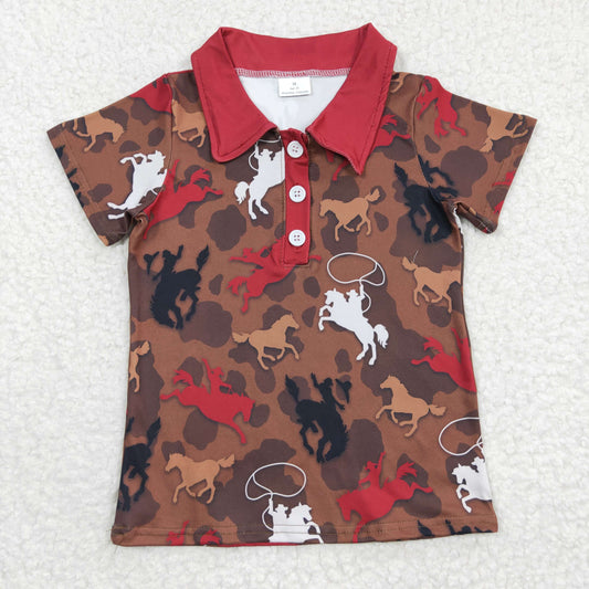 Boys western rodeo print polo shirts  BT0162