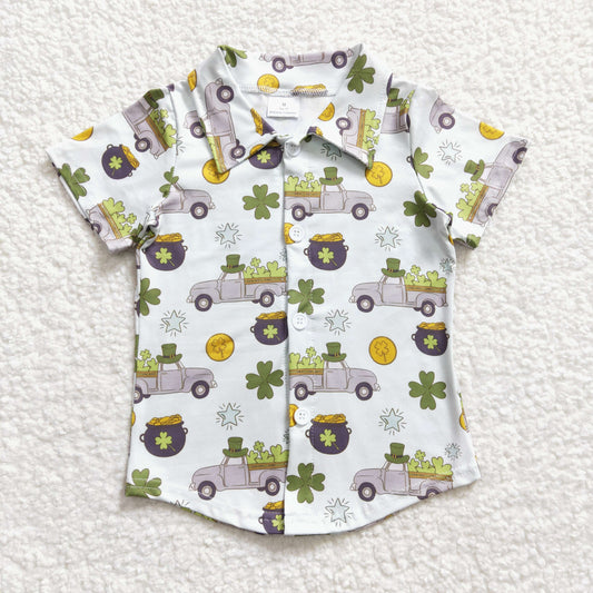 Boys St. Patrick's truck print button up shirts  BT0181
