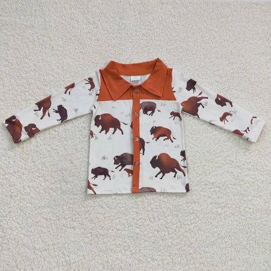 Boys bull print button up shirts  BT0200