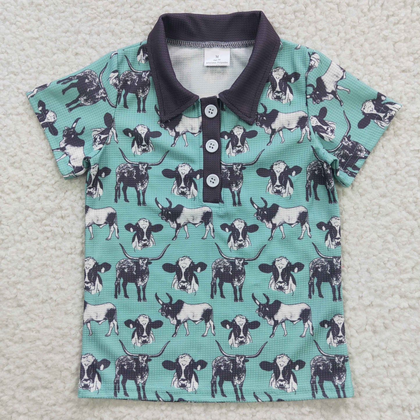 Boys cow print polo western shirts BT0211