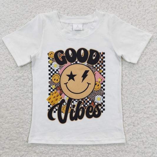 BT0221 Good V smile print boys top