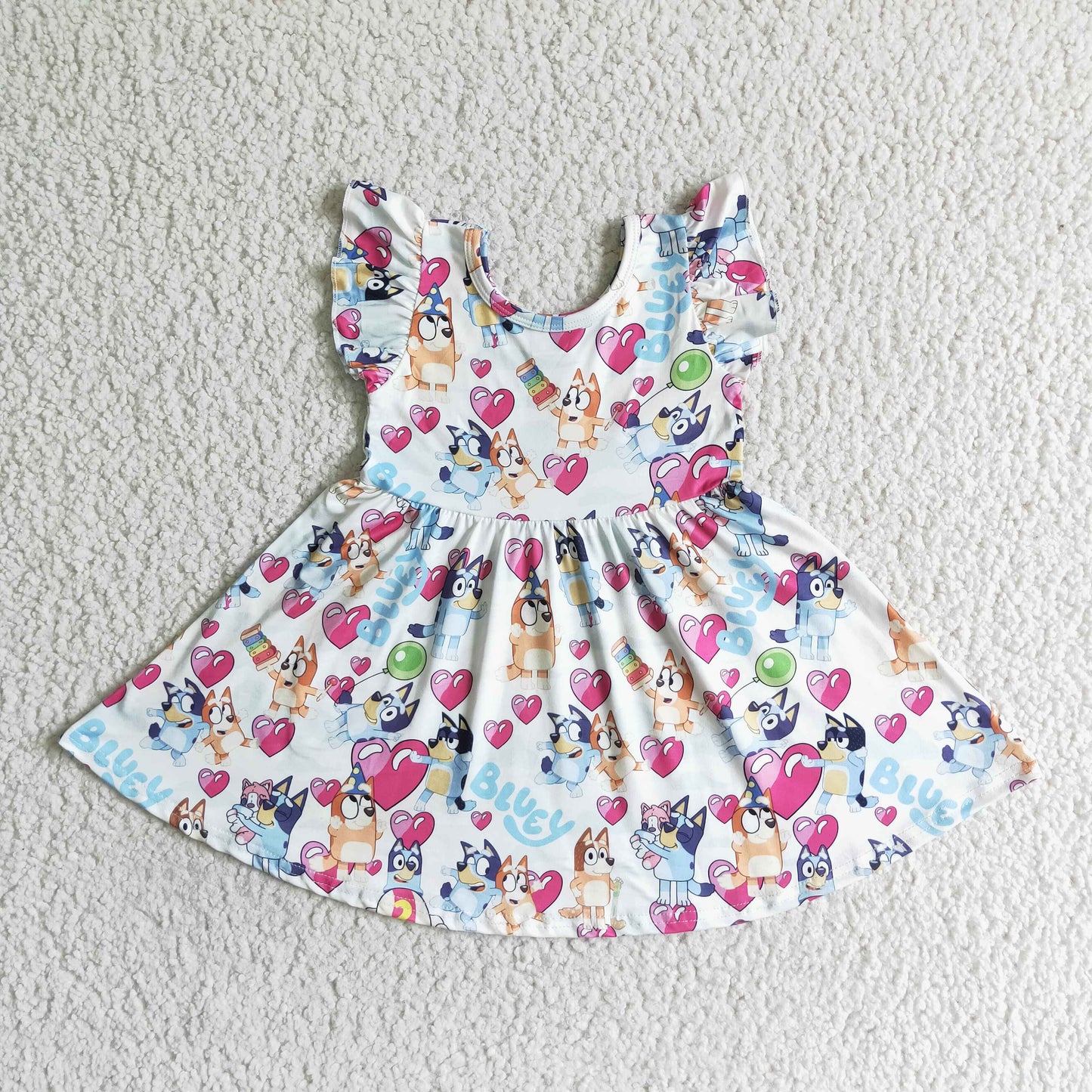 Flutter sleeves knee length cartoon dog dress C10-02