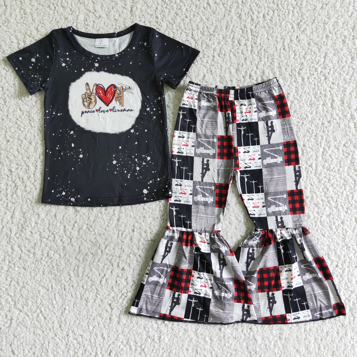 (Promotion) Short sleeve bell bottom pants outfits C12-1
