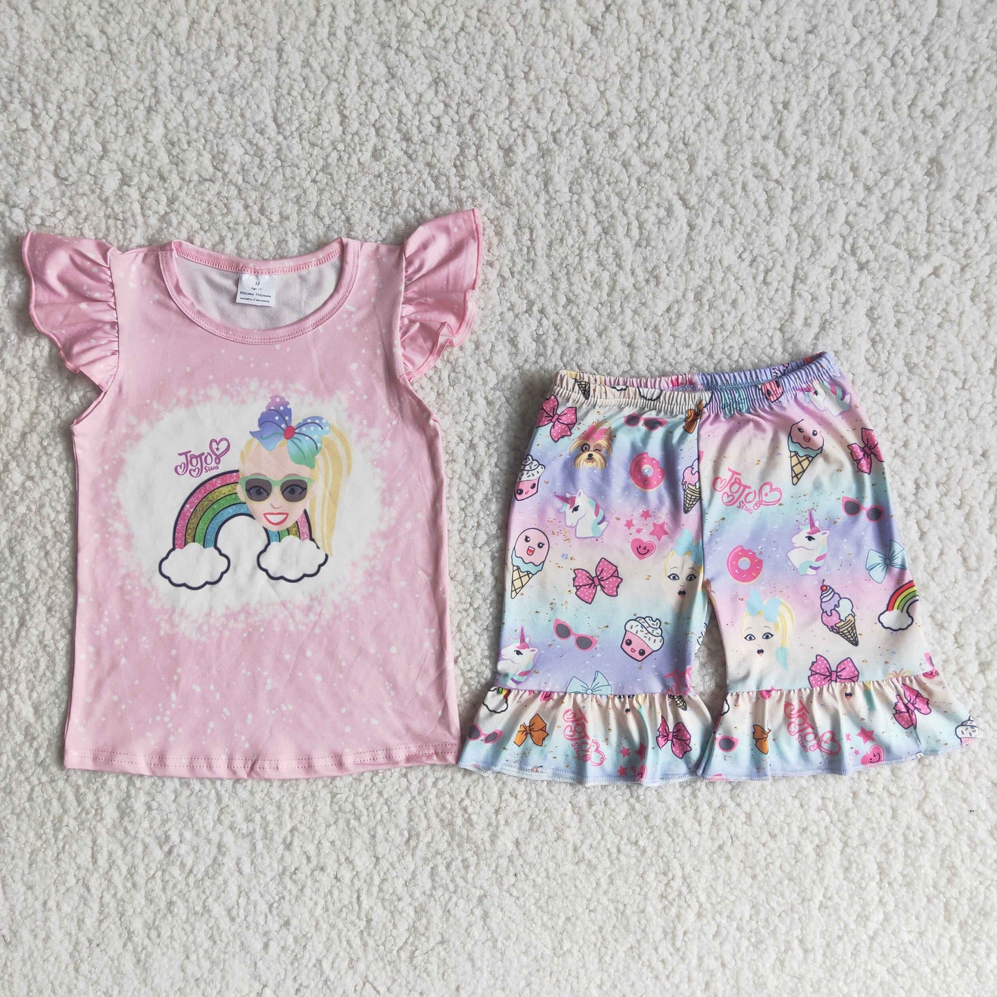 (Promotion)Flutter sleeve ruffles shorts summer outfits C14-18