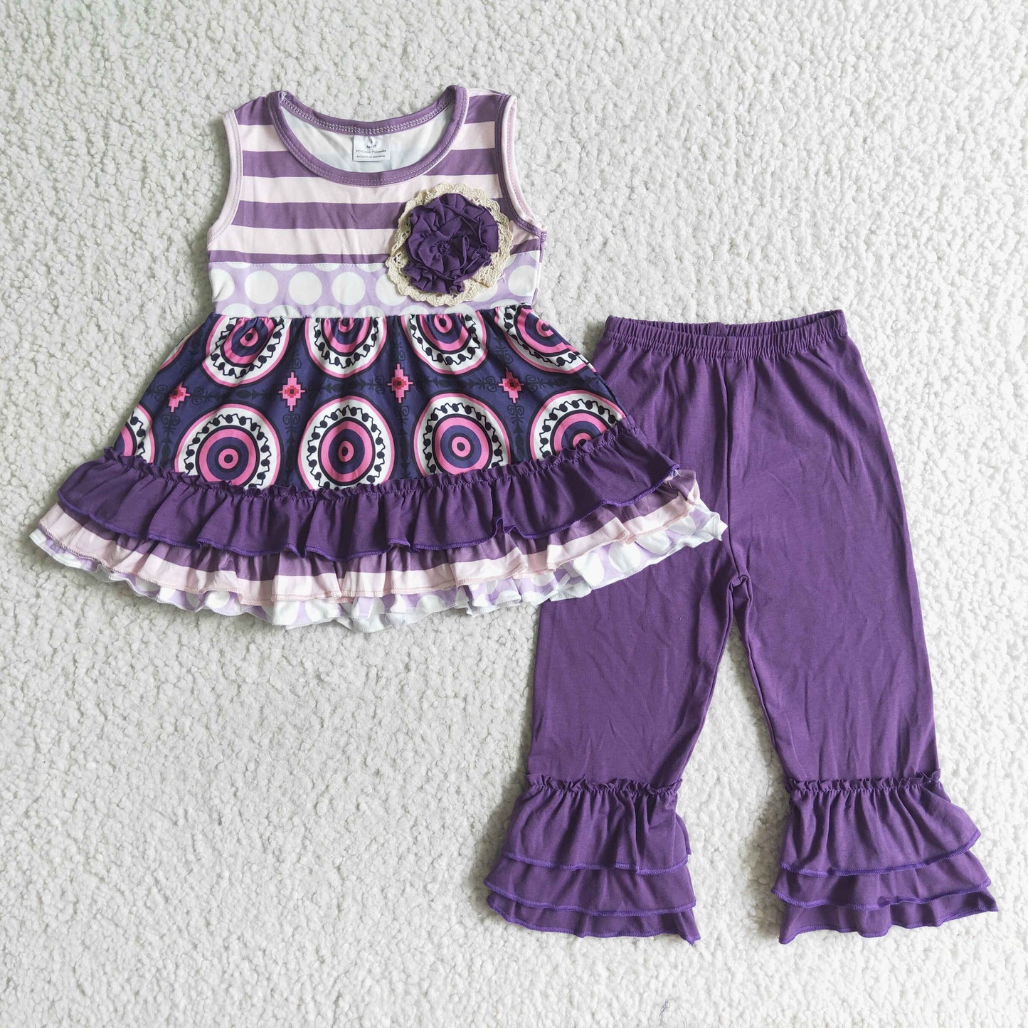 Girls sleeveless tunic top and legging pants outfits C2-5