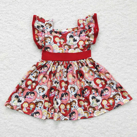 Flutter sleeve knee length Valentine's Day dress  C3-10