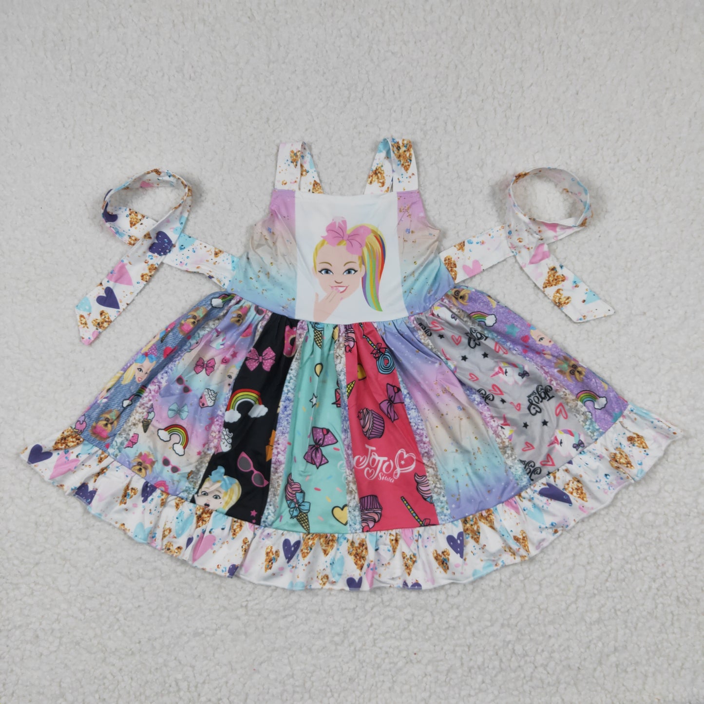 (Promotion) Girls sleeveless cartoon print twirl summer dress C9-15