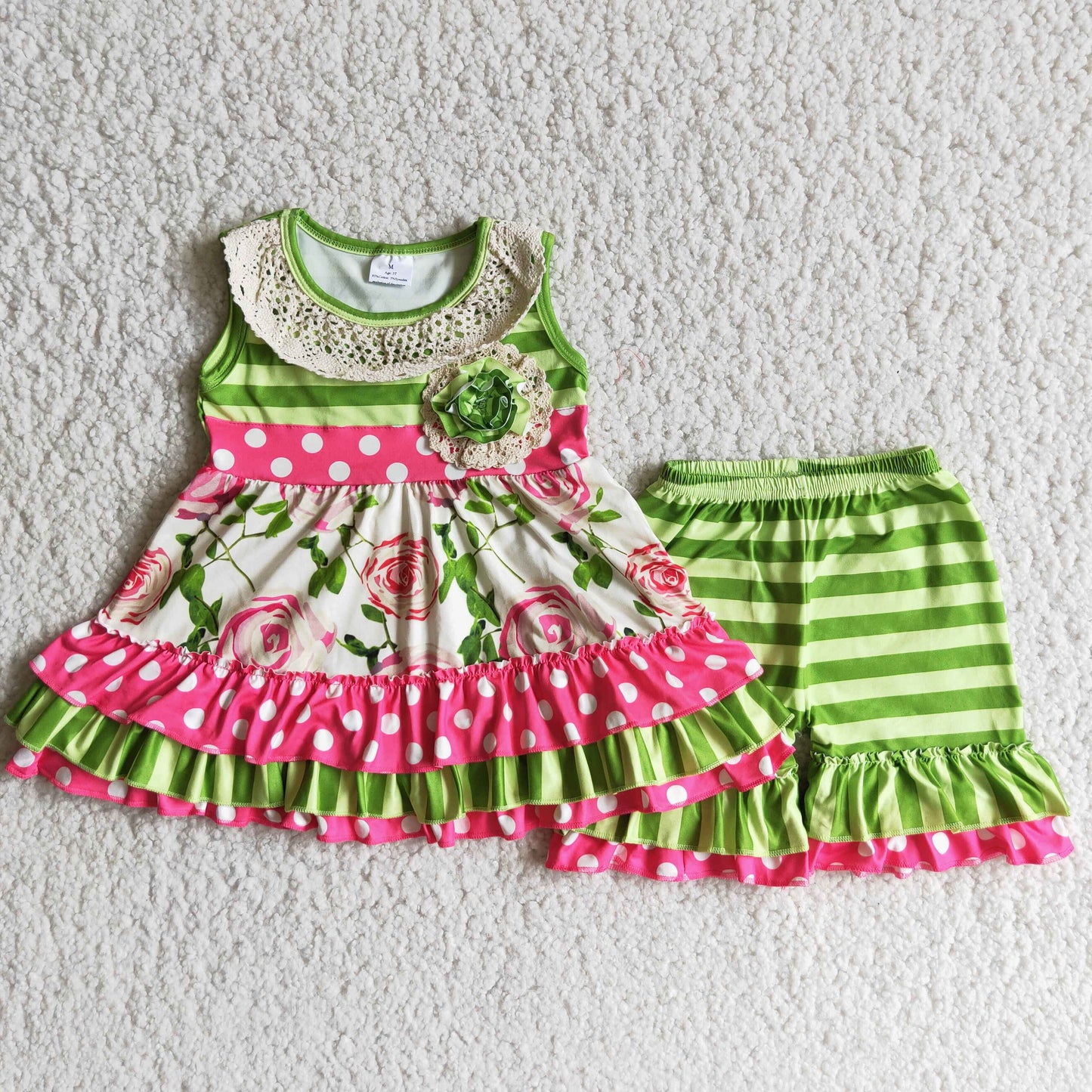 Girls flowers print summer outfits C9-23