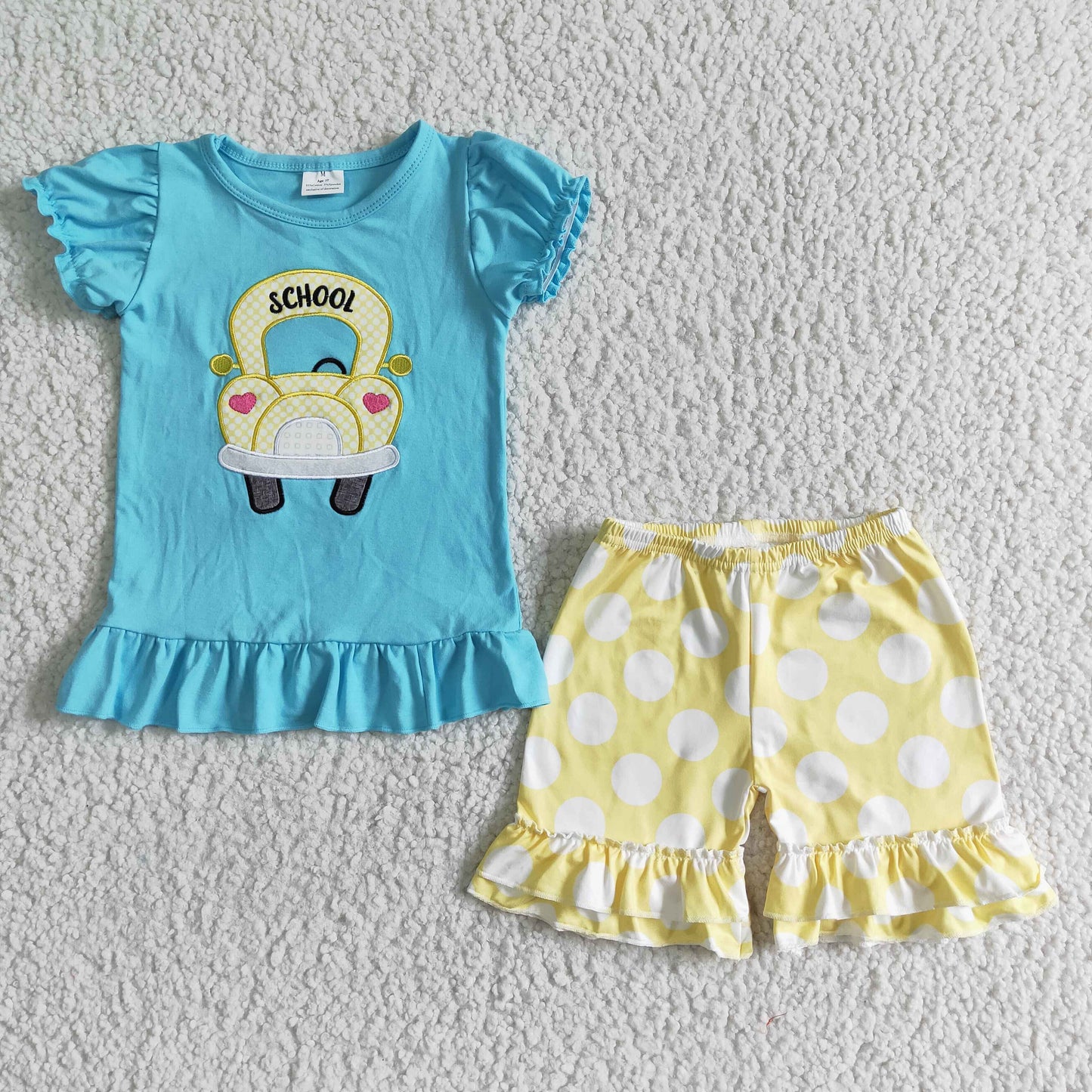 9 Design Embroidery Girls Back to School Summer Outfits Sisters Wear