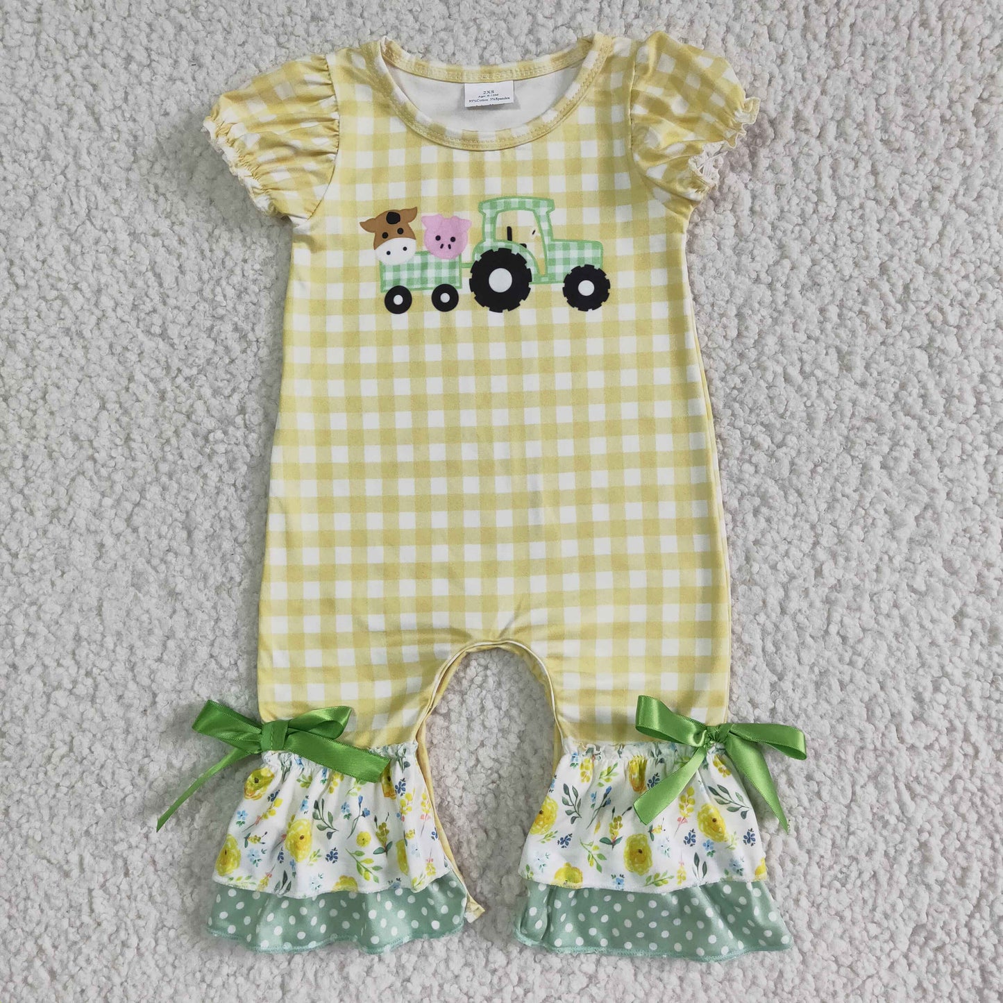 (Promotion) Farm Tractors Baby girls romper D13-11