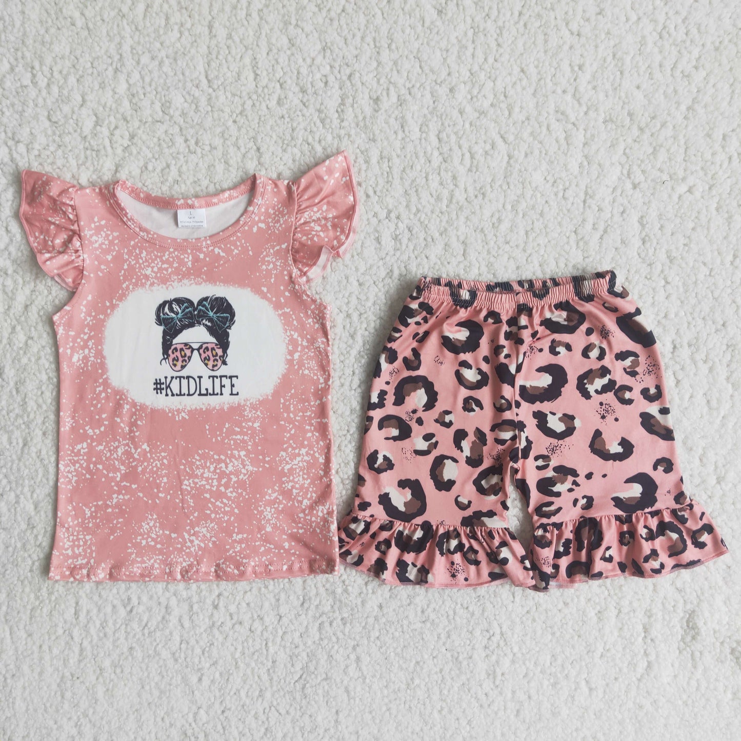 (Promotion)Kidlife Top Leopard Shorts Girls Summer Outfits D13-12