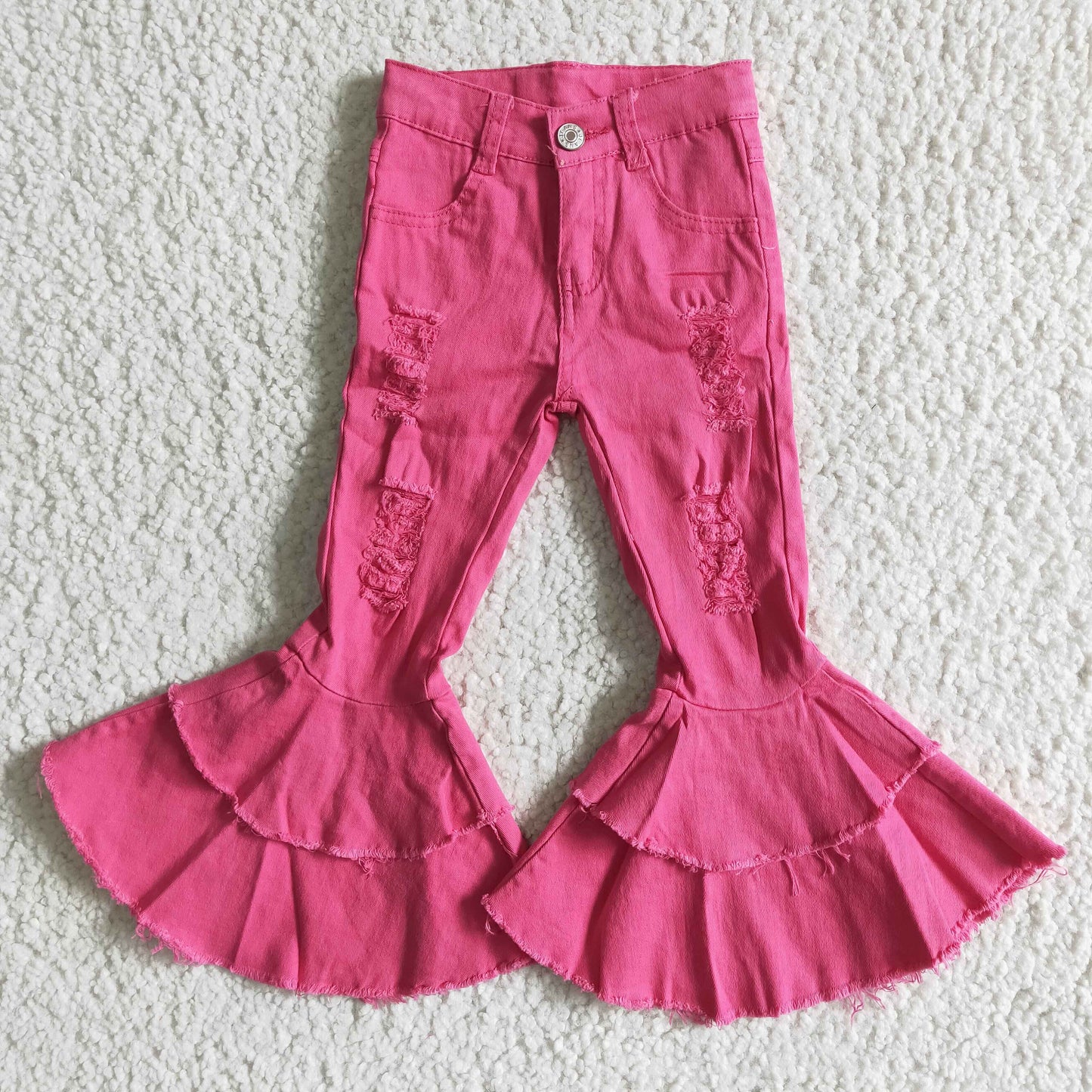 Hot pink denim bell bottom jeans D14-14