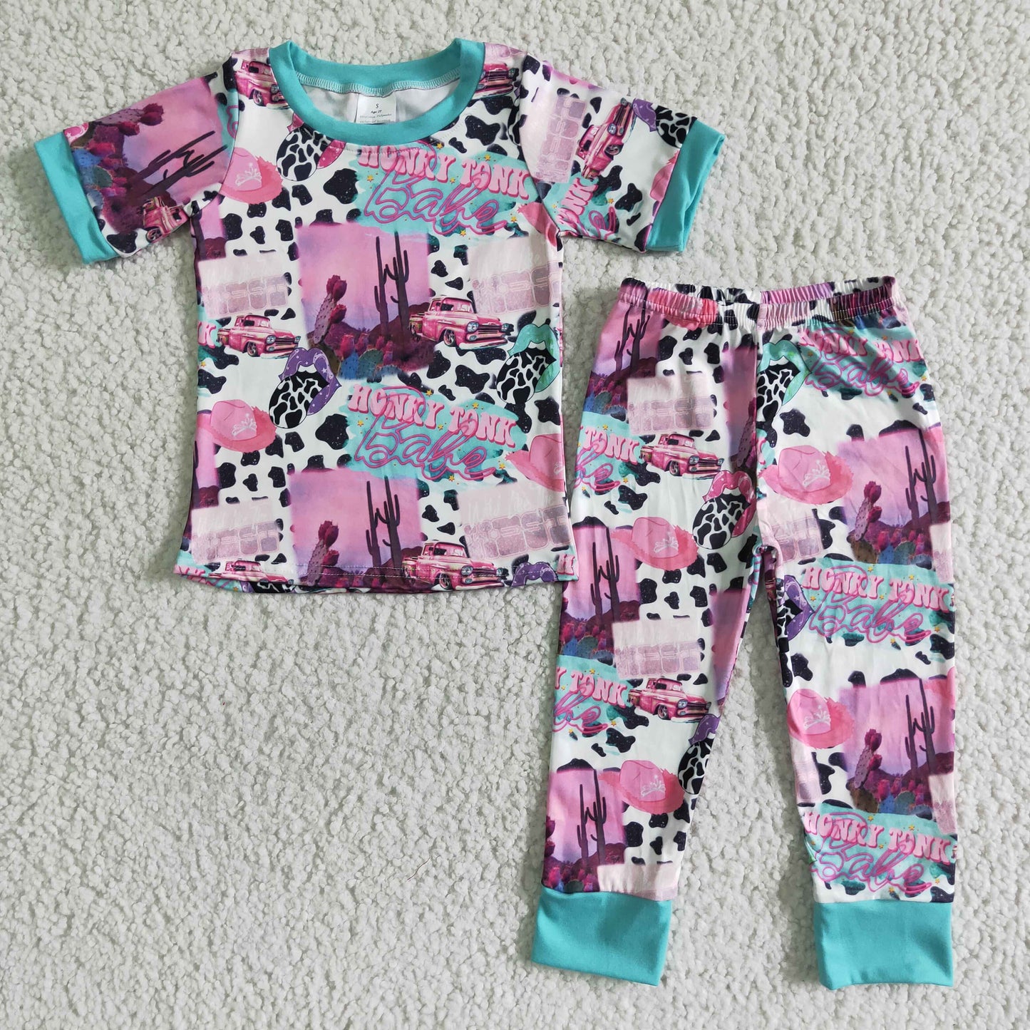 (Promotion) Kids short sleeved western print pajamas E11-4